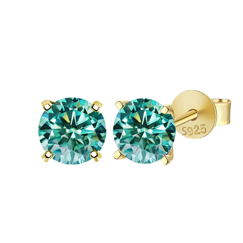 Moissanite Stud Earrings 0.3-3ct Certified S925 Sterling Silver Cyan Colorfast BandsCo Straps