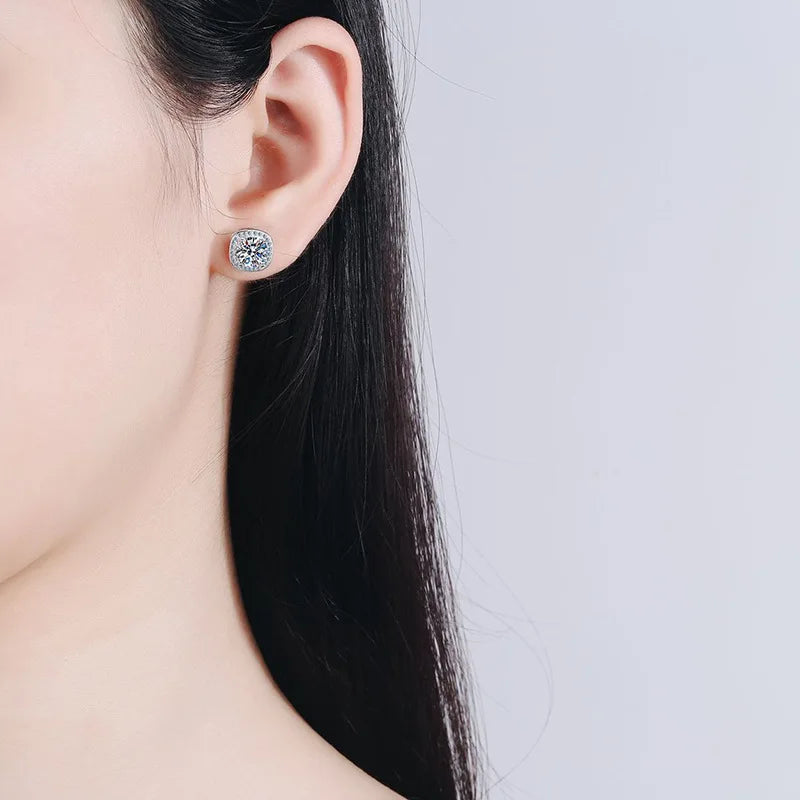 Moissanite Stud Earrings 0.5-1.0CT Multi 925 Sterling Silver 18K Plated Gift BandsCo Straps