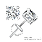 Moissanite Stud Earrings 0.5-1ct Screw Back D VVS1 Lab Created White Gold BandsCo Straps