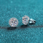 Moissanite Stud Earrings 0.8ct D Color 925 Sterling Silver 18K White Gold BandsCo Straps