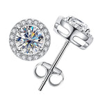 Moissanite Stud Earrings 0.8ct D Color 925 Sterling Silver 18K White Gold BandsCo Straps