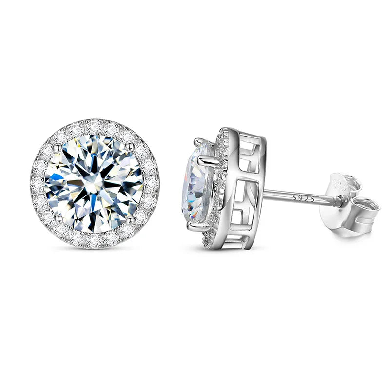 Moissanite Stud Earrings 0.8ct D Color 925 Sterling Silver 18K White Gold BandsCo Straps