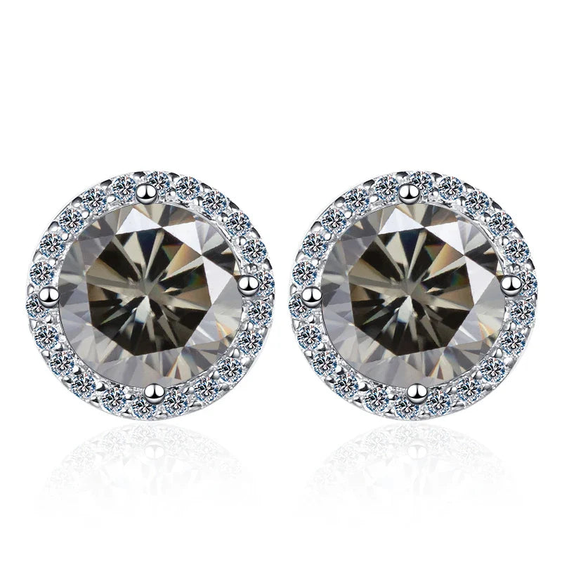 Moissanite Stud Earrings 0.8ct D Color 925 Sterling Silver 18K White Gold BandsCo Straps