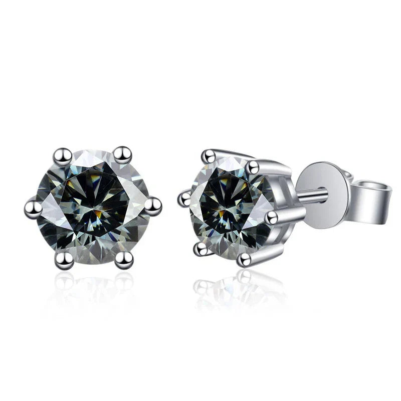 Moissanite Stud Earrings 1-6ct 21 Colors GRA Cert 925 Sterling Silver BandsCo Straps