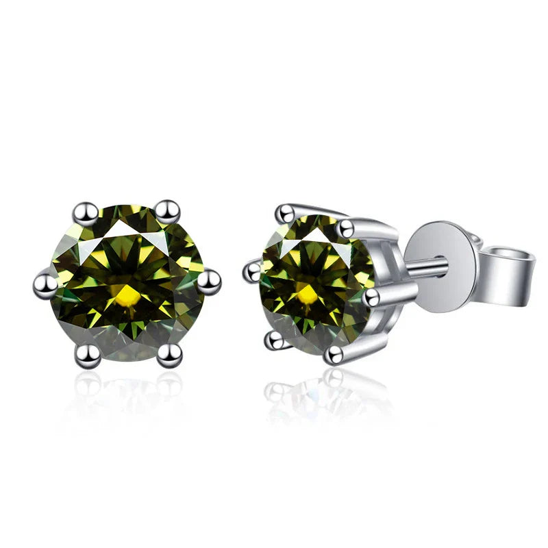 Moissanite Stud Earrings 1-6ct 21 Colors GRA Cert 925 Sterling Silver BandsCo Straps