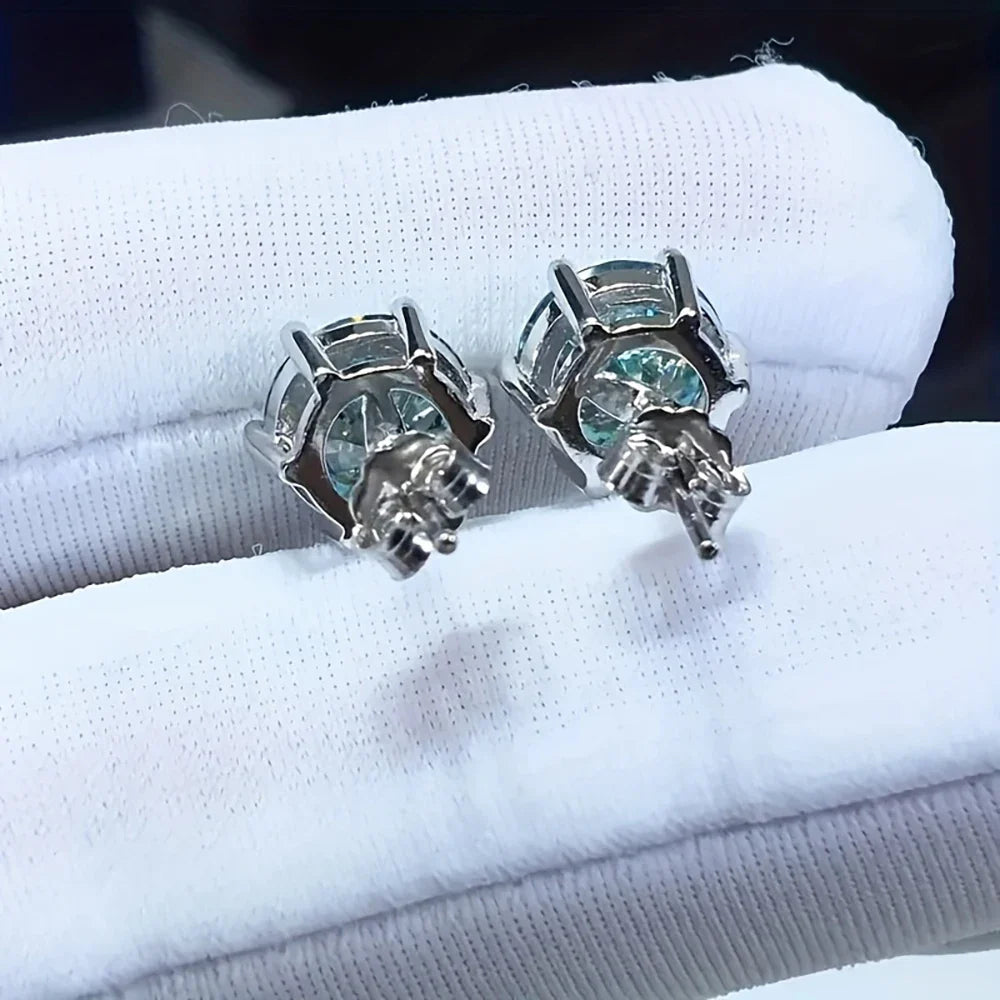 Moissanite Stud Earrings 1-6ct 21 Colors GRA Cert 925 Sterling Silver BandsCo Straps
