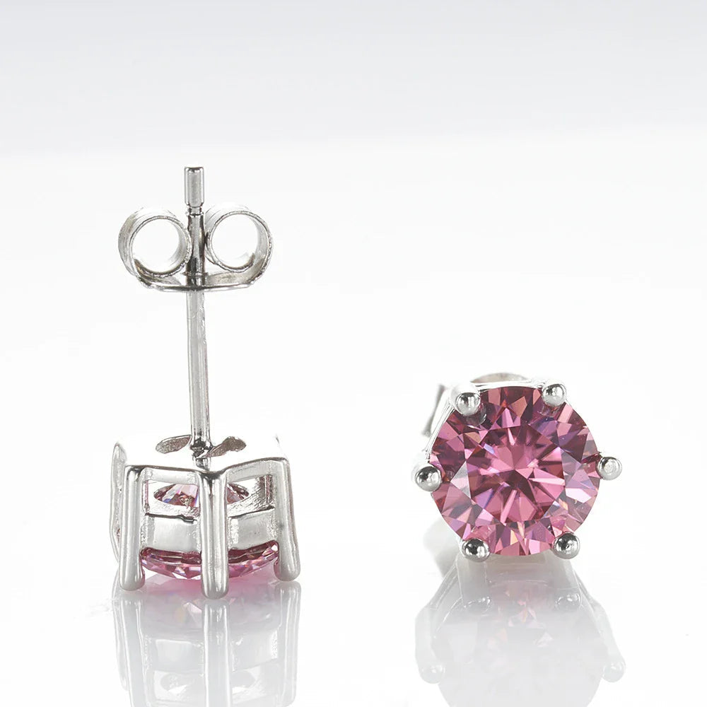 Moissanite Stud Earrings 1-6ct 21 Colors GRA Cert 925 Sterling Silver BandsCo Straps