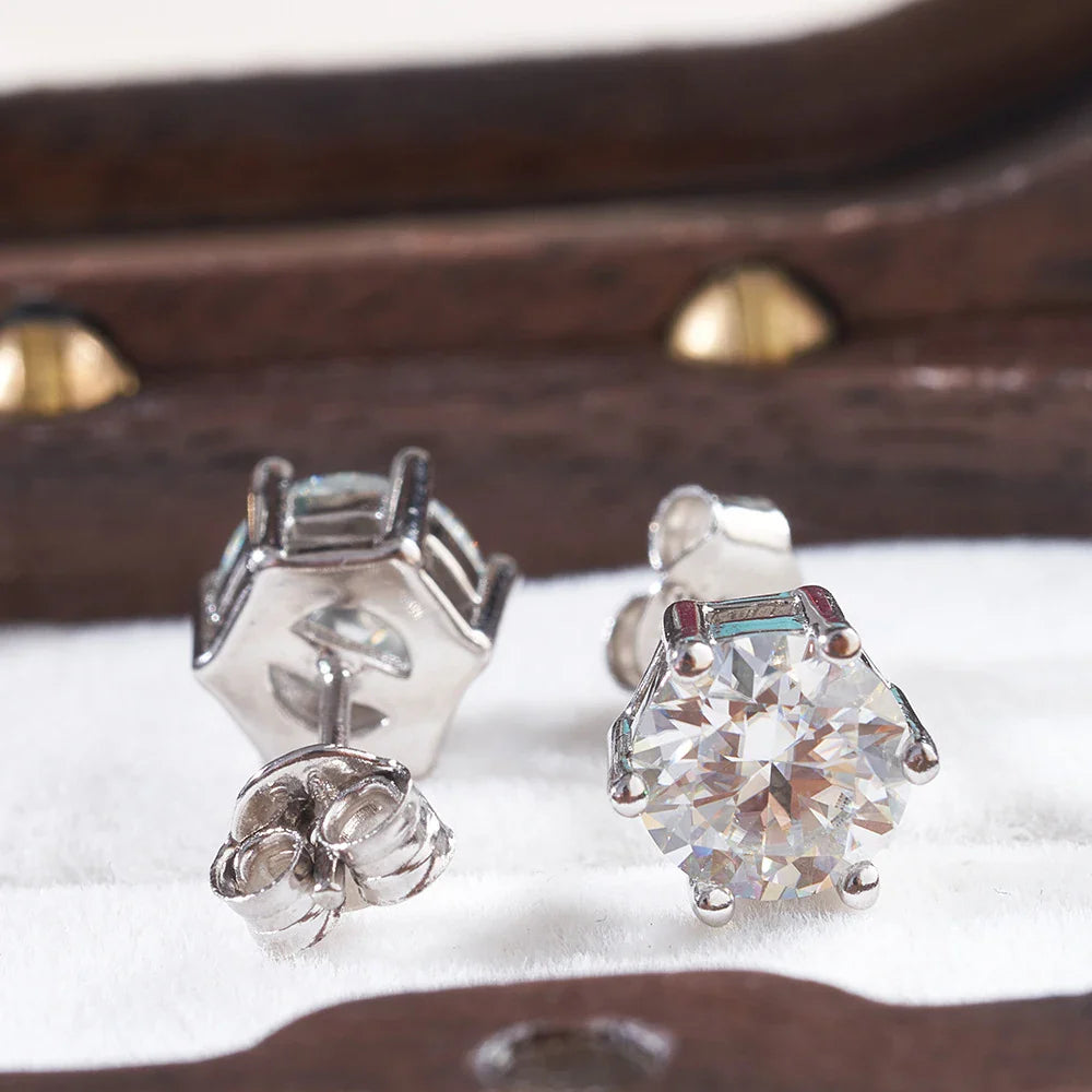 Moissanite Stud Earrings 1-6ct GRA Certified 21 Colors 925 Sterling Silver BandsCo Straps