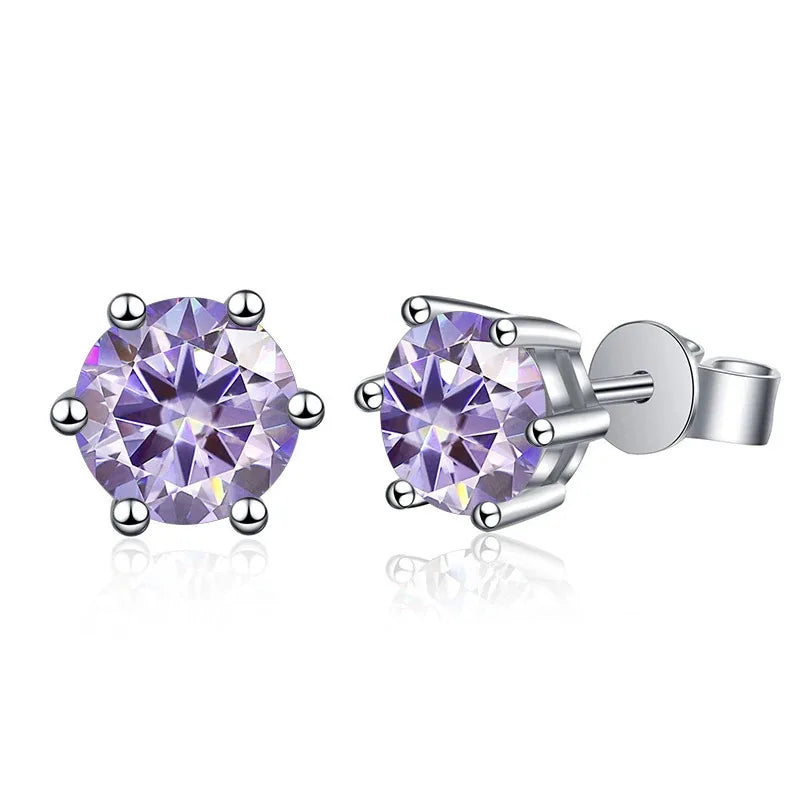 Moissanite Stud Earrings 1-6ct GRA Certified 21 Colors 925 Sterling Silver BandsCo Straps