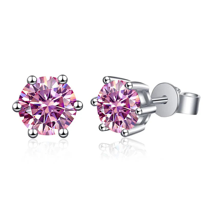 Moissanite Stud Earrings 1-6ct GRA Certified 21 Colors 925 Sterling Silver BandsCo Straps