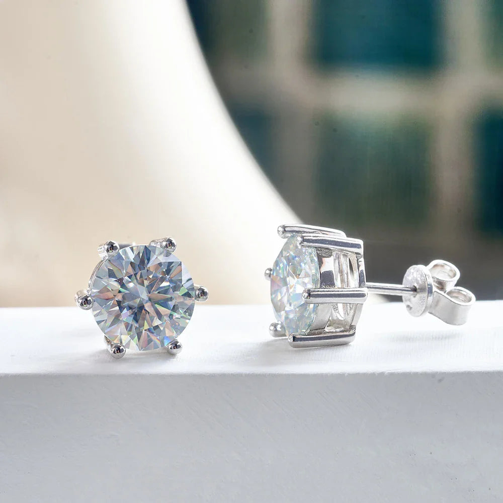 Moissanite Stud Earrings 1-6ct GRA Certified 21 Colors 925 Sterling Silver BandsCo Straps
