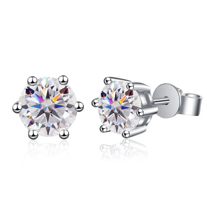 Moissanite Stud Earrings 1-6ct GRA Certified 21 Colors 925 Sterling Silver BandsCo Straps