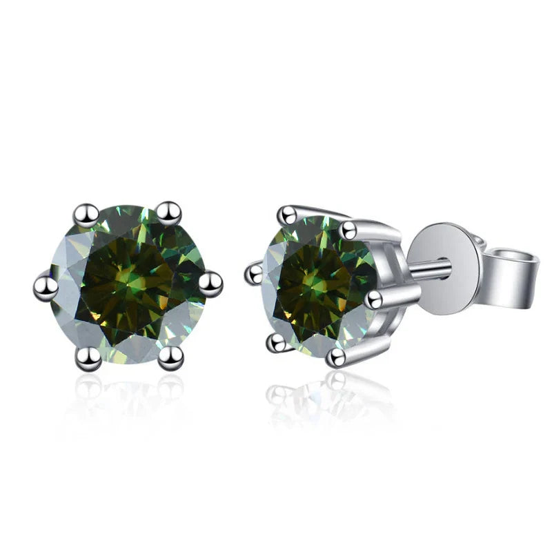 Moissanite Stud Earrings 1-6ct GRA Certified 21 Colors 925 Sterling Silver BandsCo Straps