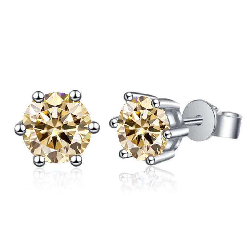 Moissanite Stud Earrings 1-6ct GRA Certified 21 Colors 925 Sterling Silver BandsCo Straps