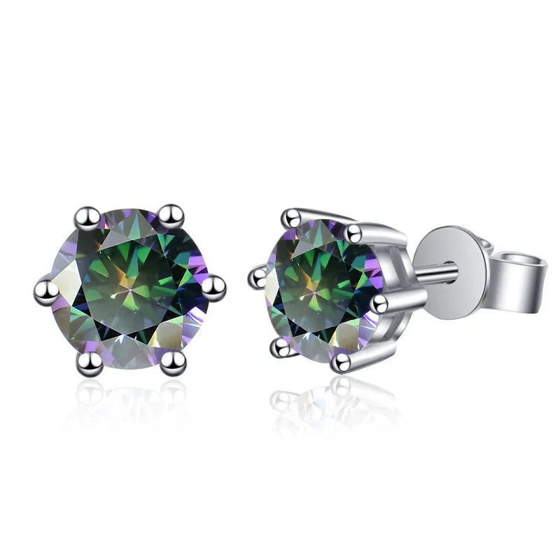 Moissanite Stud Earrings 1-6ct 21 Colors GRA Cert 925 Sterling Silver BandsCo Straps
