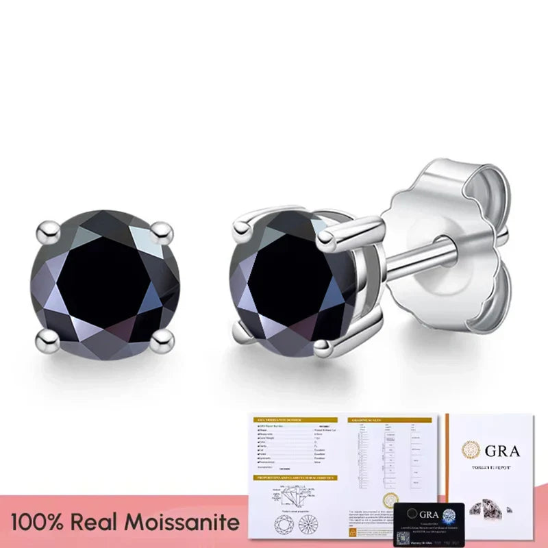 Moissanite Stud Earrings 0.1-3CT S925 Sterling Silver Platinum Plated Bride BandsCo Straps