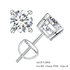 Moissanite Stud Earrings 0.5-1ct Screw Back D VVS1 Lab Created White Gold BandsCo Straps