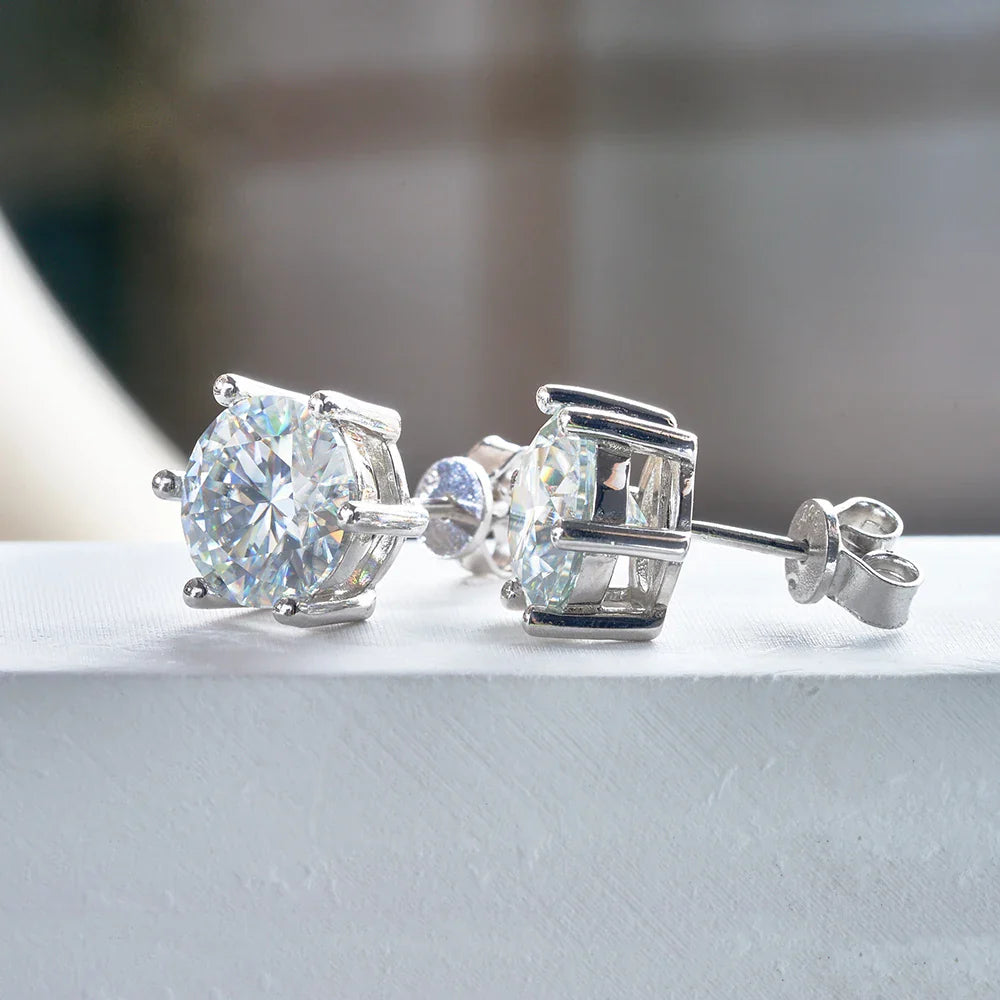 Moissanite Stud Earrings 1-6ct 21 Colors GRA Cert 925 Sterling Silver BandsCo Straps