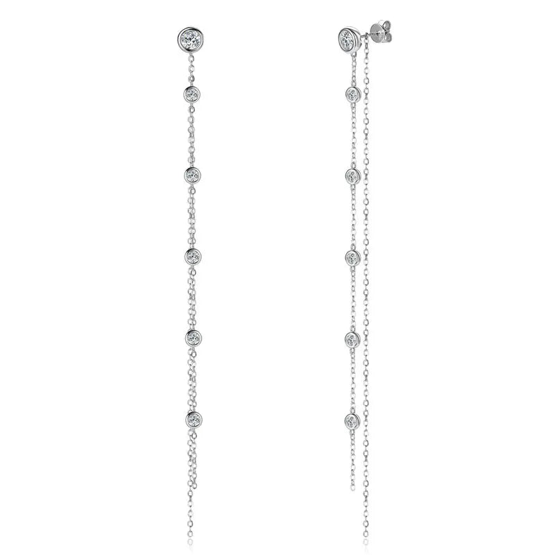 Moissanite Stud Earrings 2ct D Color VVS1 Round Cut 925 Sterling Silver Tassel BandsCo Straps
