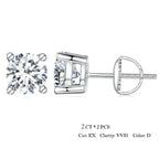Moissanite Stud Earrings 2CT VVS1 925 Sterling Silver Screw Back Classic BandsCo Straps