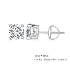 Moissanite Stud Earrings 2CT VVS1 925 Sterling Silver Screw Back Classic BandsCo Straps