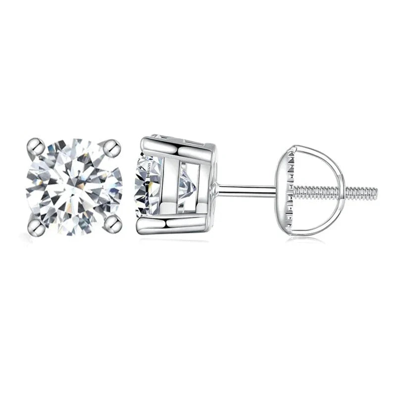 Moissanite Stud Earrings 2CT VVS1 925 Sterling Silver Screw Back Classic BandsCo Straps