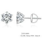 Moissanite Stud Earrings S925 Sterling Silver 6-Prong Round D Color 18K Bridal BandsCo Straps