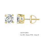 Moissanite Stud Earrings 2CT VVS1 925 Sterling Silver Screw Back Classic BandsCo Straps