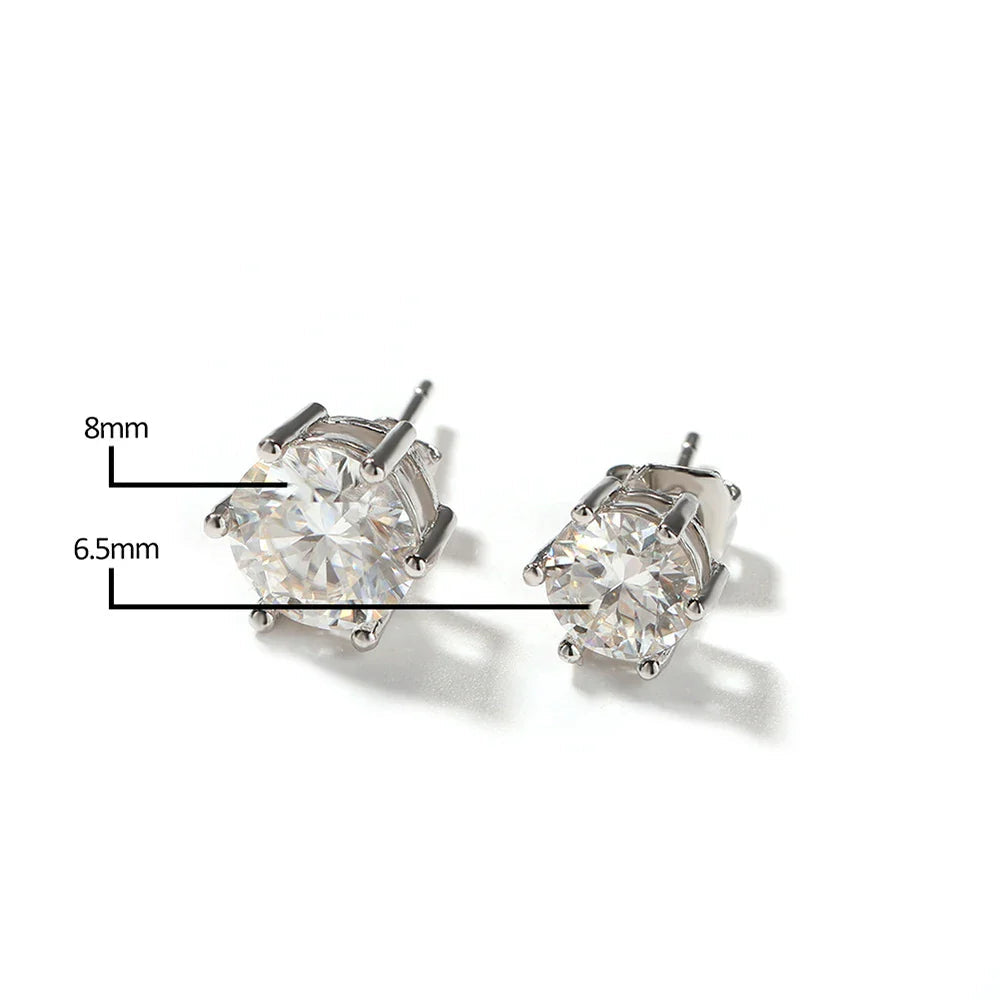 Moissanite Stud Earrings 1-6ct GRA Certified 21 Colors 925 Sterling Silver BandsCo Straps