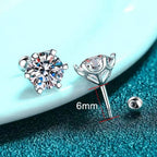 Moissanite Stud Earrings 925 Sterling Silver White Gold Plated D VVS1 Round BandsCo Straps