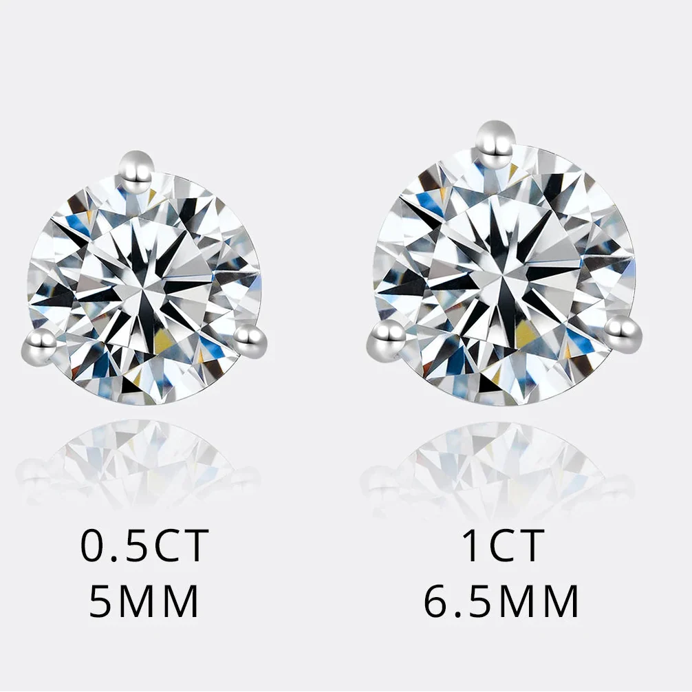 Moissanite Stud Earrings 925 Sterling Silver Small Classic Korean Fashion Gift BandsCo Straps