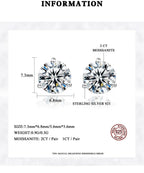 Moissanite Stud Earrings 925 Sterling Silver Small Classic Korean Fashion Gift BandsCo Straps