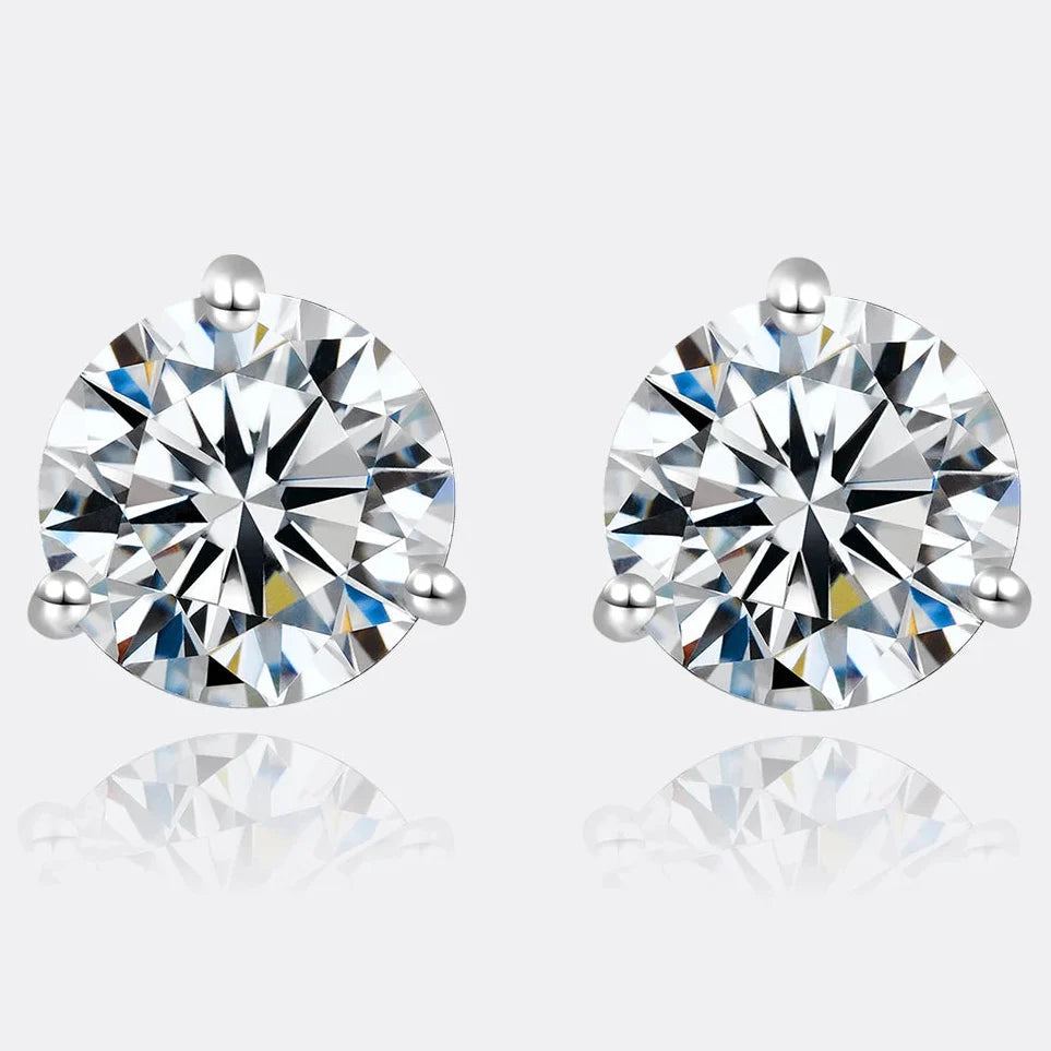Moissanite Stud Earrings 925 Sterling Silver Small Classic Korean Fashion Gift BandsCo Straps