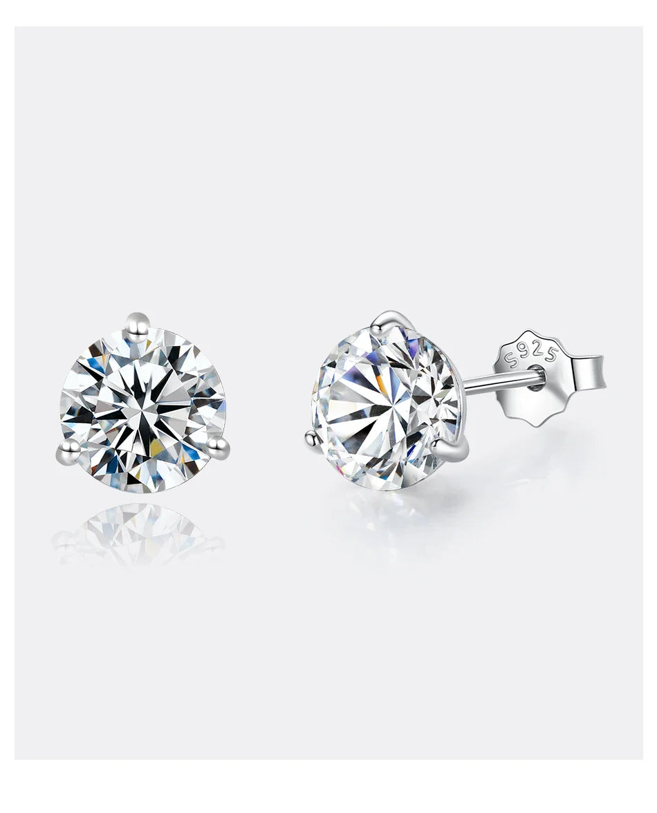 Moissanite Stud Earrings 925 Sterling Silver Small Classic Korean Fashion Gift BandsCo Straps