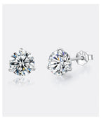 Moissanite Stud Earrings 925 Sterling Silver Small Classic Korean Fashion Gift BandsCo Straps