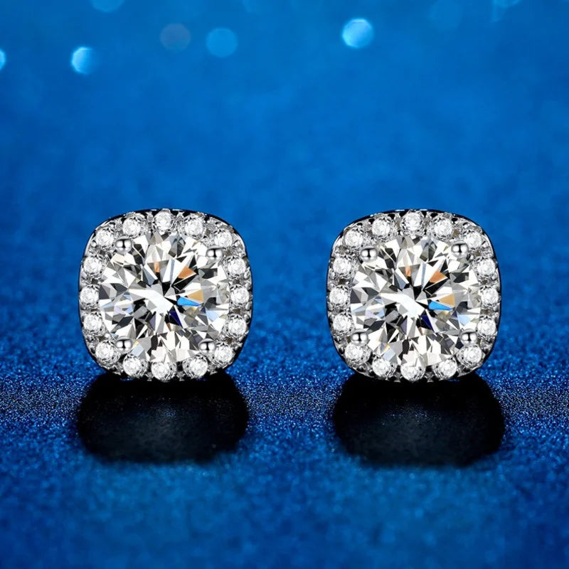 Moissanite Stud Earrings 925 Sterling Silver Round Cut Classic Women's Jewelry BandsCo Straps