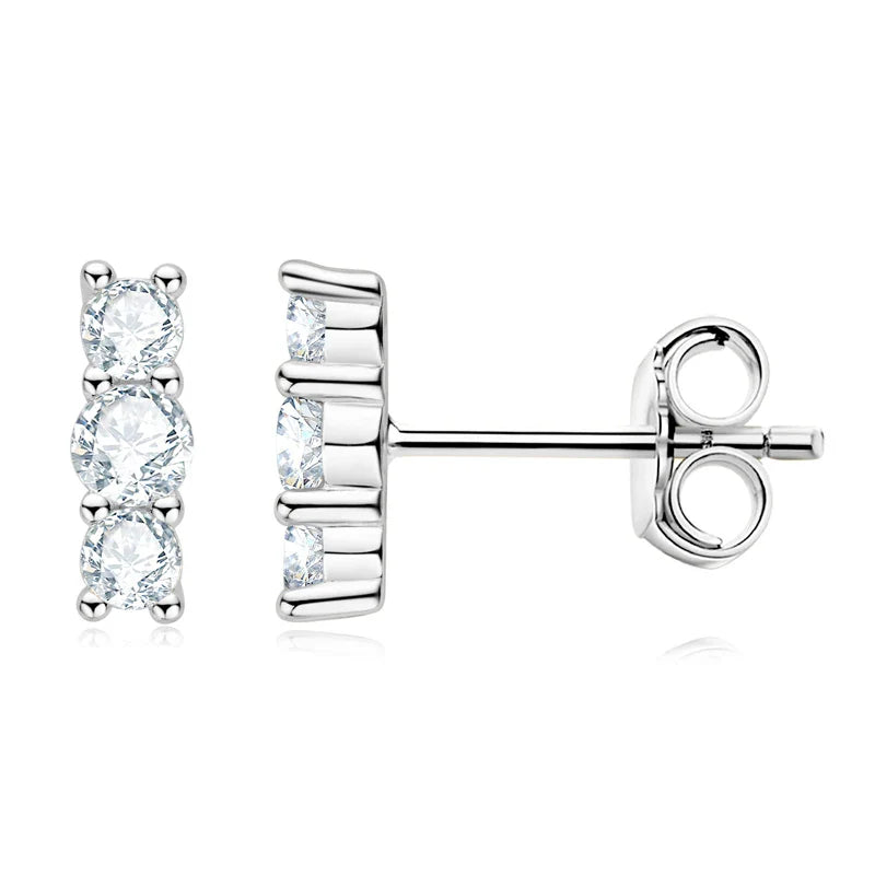 Moissanite Stud Earrings 925 Sterling Silver Mini Curved Climber Studs Women BandsCo Straps
