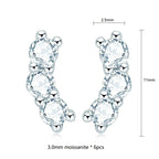 Moissanite Stud Earrings 925 Sterling Silver Mini Curved Climber Studs Women BandsCo Straps