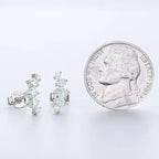 Moissanite Stud Earrings 925 Sterling Silver Mini Curved Climber Studs Women BandsCo Straps