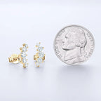 Moissanite Stud Earrings 925 Sterling Silver Mini Curved Climber Studs Women BandsCo Straps