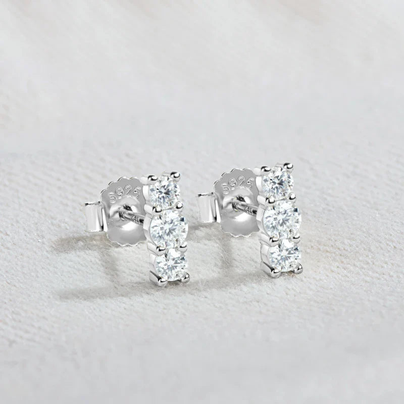 Moissanite Stud Earrings 925 Sterling Silver Mini Curved Climber Studs Women BandsCo Straps