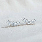 Moissanite Stud Earrings 925 Sterling Silver Mini Curved Climber Studs Women BandsCo Straps