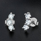 Moissanite Stud Earrings 925 Sterling Silver Mini Curved Climber Studs Women BandsCo Straps