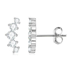 Moissanite Stud Earrings 925 Sterling Silver Mini Curved Climber Studs Women BandsCo Straps