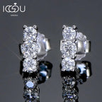 Moissanite Stud Earrings 925 Sterling Silver Mini Curved Climber Studs Women BandsCo Straps