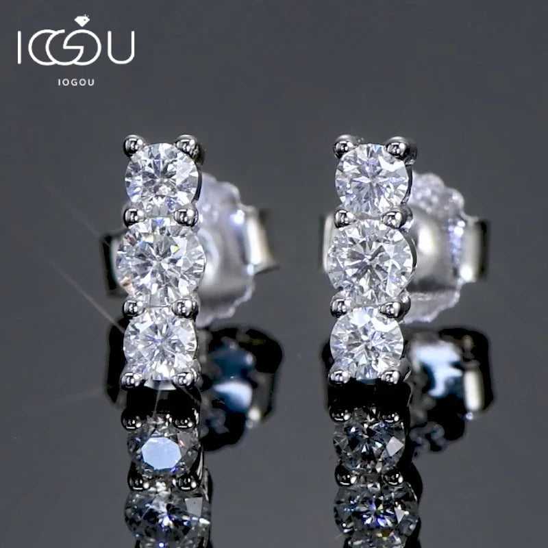 Moissanite Stud Earrings 925 Sterling Silver Mini Curved Climber Studs Women BandsCo Straps