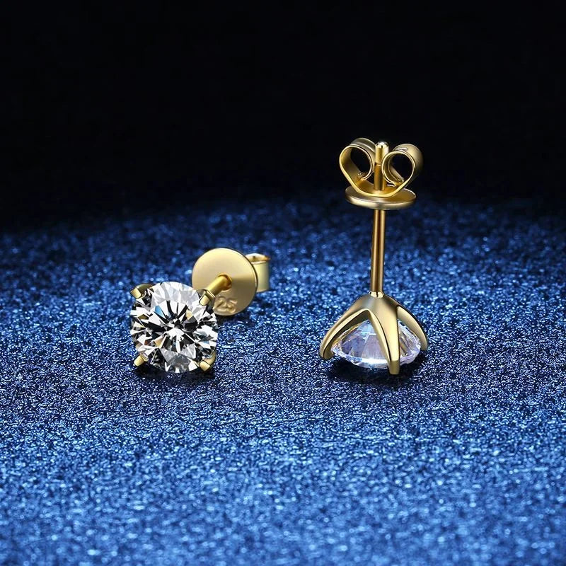 Moissanite 0.25-1.2 Carat D Color 925 Sterling Silver Stud Earrings Women BandsCo Straps