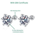 Moissanite Stud Earrings 925 Sterling Silver White Gold Plated D VVS1 Round BandsCo Straps