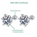Moissanite Stud Earrings 925 Sterling Silver White Gold Plated D VVS1 Round BandsCo Straps