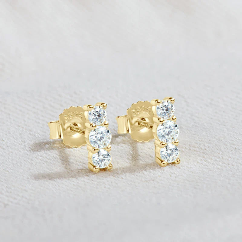 Moissanite Stud Earrings 925 Sterling Silver Mini Curved Climber Studs Women BandsCo Straps